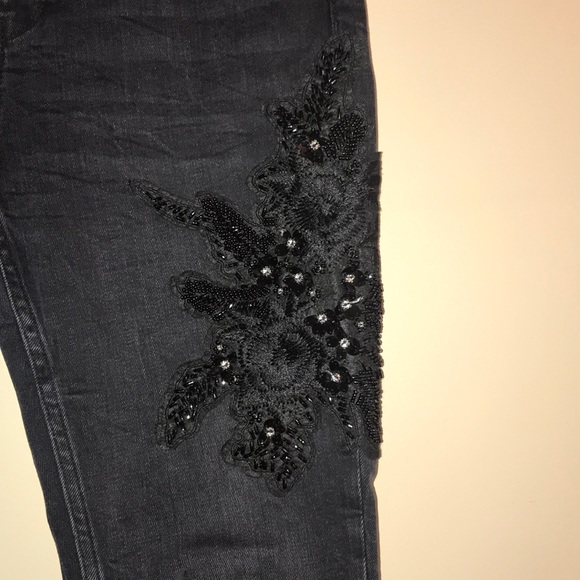 Zara Black Embellished High Waist Jeans - Picture 4 of 8
